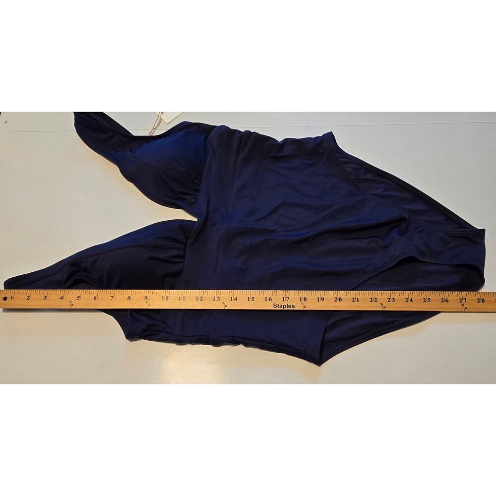 Quince Italian Plunge One Piece Swimsuit Women XL Deep Navy Blue Luxury NWT - Picture 8 of 8